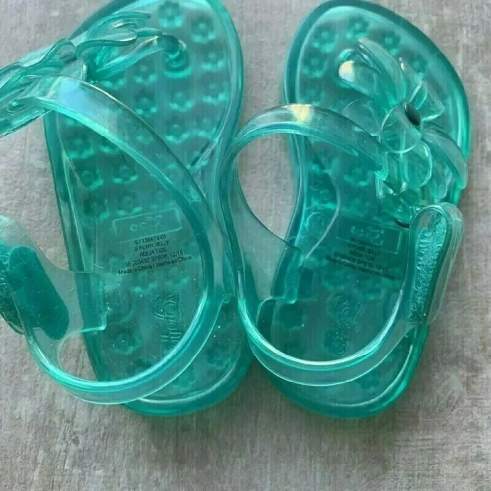 Baby Gap Aqua Blue Jelly Water Flower Sandals Shoes Toddler Summer Size 5